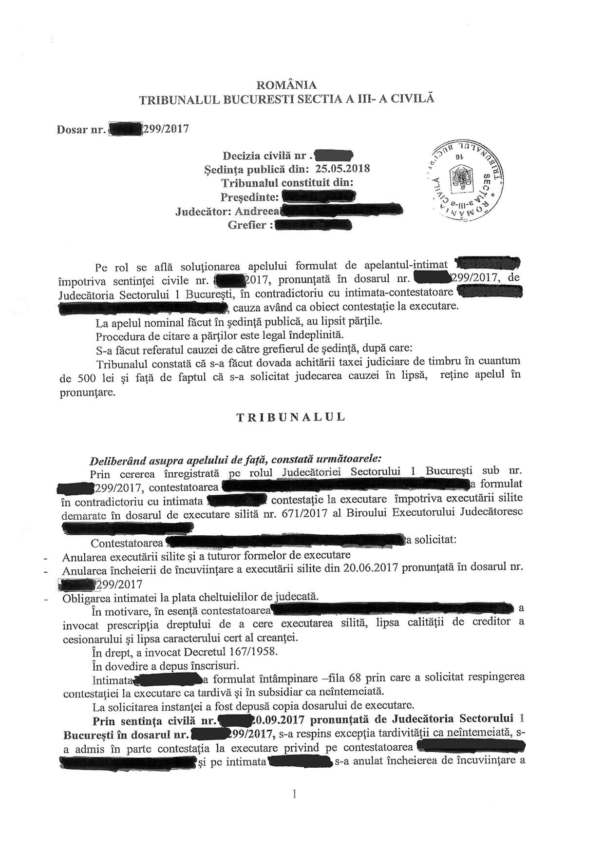 Dosar Castigat in Instanta 25.05.2018